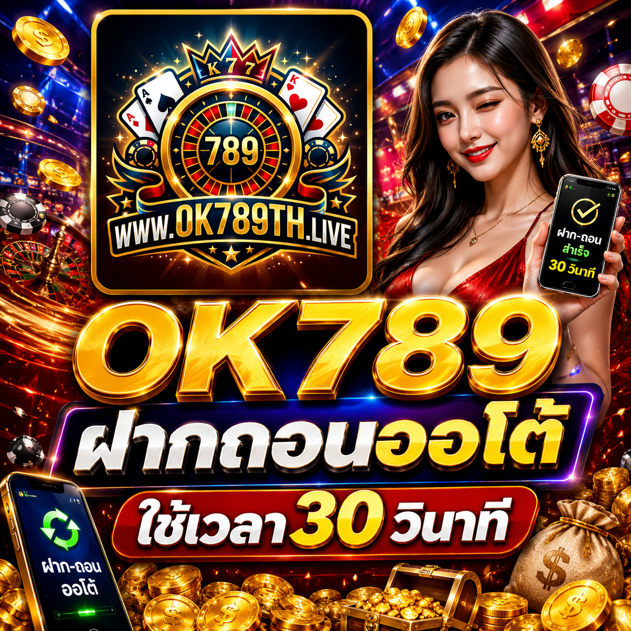 ok789 ฝากถอนออโต้ ใช้เวลา 30 วินาที